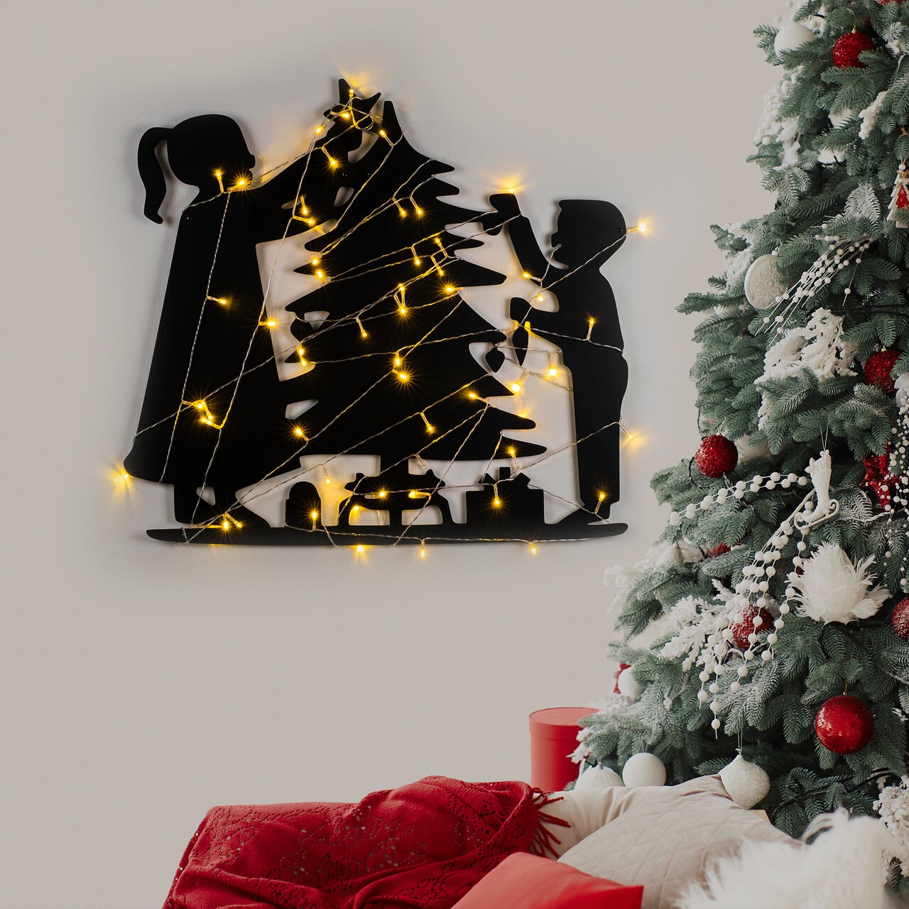 Decoratiune de luminoasa XMASBLACK-016, Tanelorn, 39x64 cm, metal, negru - imagine 7